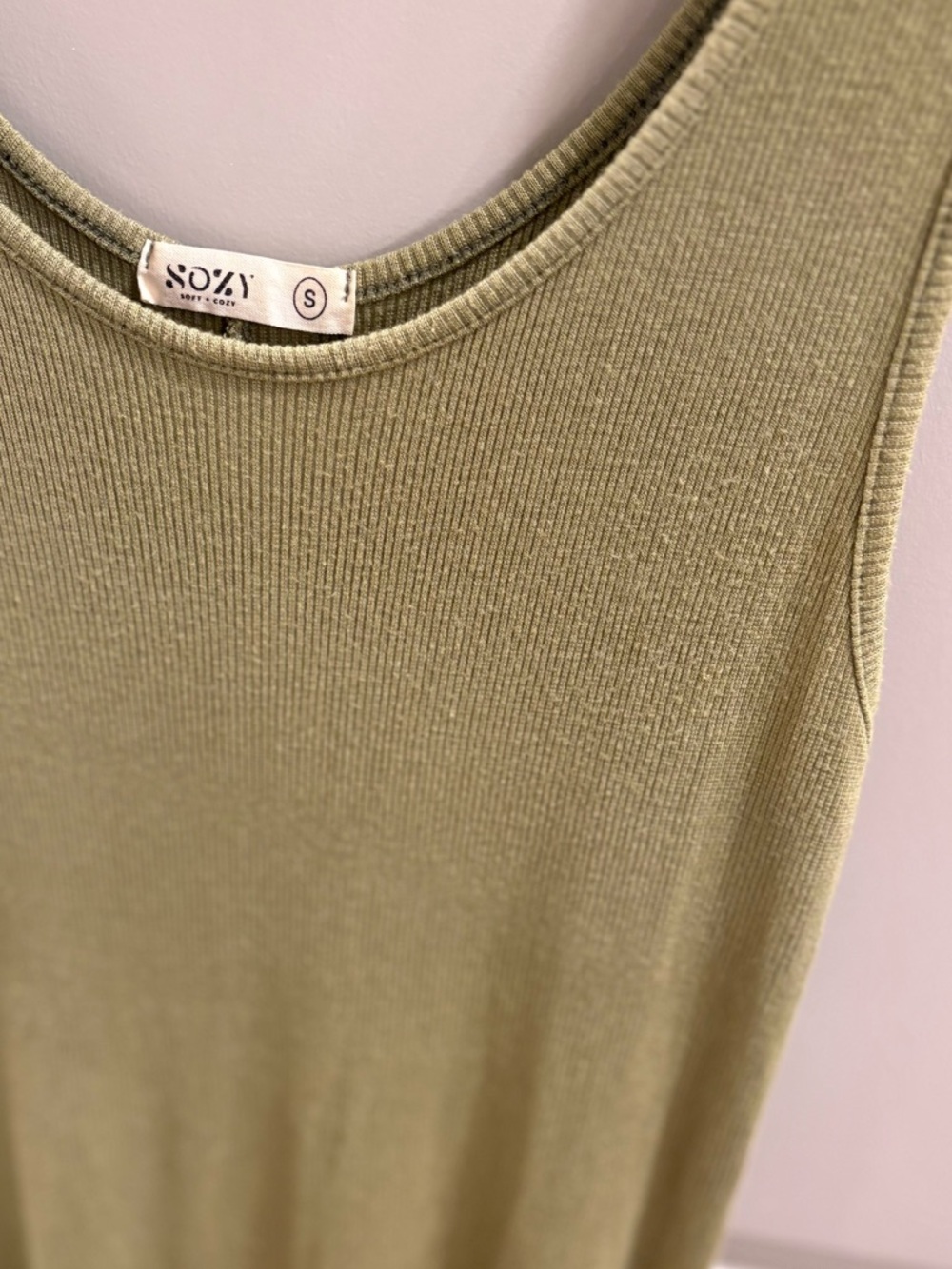 SOZY Double Split Maxi Sleeveless Knit Dress Green Women’s S Ribbed Casual - Picture 10 of 12